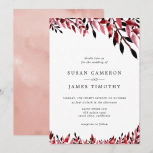 Burgund und Rose Blush Hochzeit im Herbst Einladung