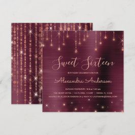 Burgund und Rose Gold 16 . Geburtstag Geburtstag Einladung