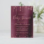 Burgund und Rose Gold Baby Dusche Party Einladung (Stehend Vorderseite)
