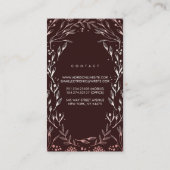 Burgund und Rose Gold Blumenstrauß Elegante Visitenkarte (Rückseite)