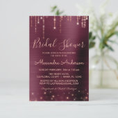 Burgund und Rose Gold Brautparty Einladung (Stehend Vorderseite)