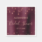 Burgund und Rose Gold Brautparty Serviette (Vorderseite)