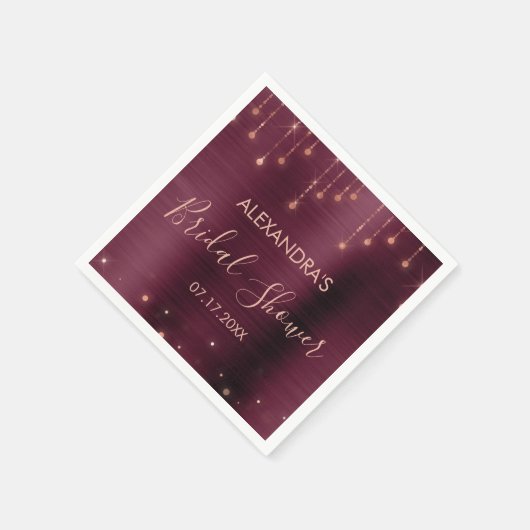 Burgund und Rose Gold Brautparty Serviette (Ecke)