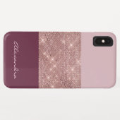 Burgund und Rose Gold Funkelnd Mit Monogramm Case-Mate iPhone Hülle (Rückseite (Horizontal))