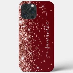 Burgund und Rose Gold Glitzer Girly Signature Case-Mate iPhone Hülle