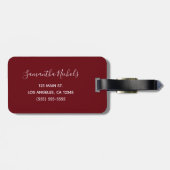 Burgund und Rose Gold Glitzer Girly Signature Gepäckanhänger (Rückseite horizontal)
