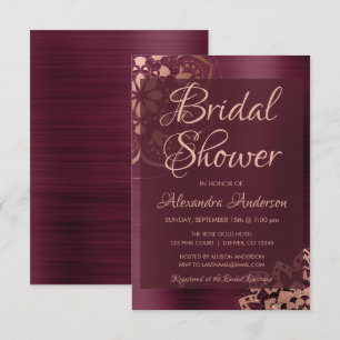 Burgund und Rose Gold Mandala Brautparty Einladung