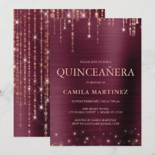 Burgund und Rose Gold Quinceanera Party Einladung