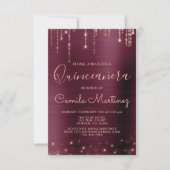 Burgund und Rose Gold Quinceanera Party Einladung (Vorderseite)