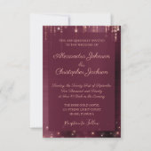 Burgund und Rose Gold Sparkle Wedding Einladung (Vorderseite)