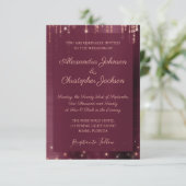 Burgund und Rose Gold Sparkle Wedding Einladung (Stehend Vorderseite)