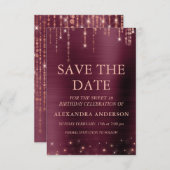Burgund und Rose Gold Sweet 16 Save the Date Einladung (Vorne/Hinten)