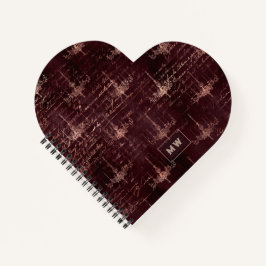 Burgund und Rose Gold Vintage Kalligraphie Notizblock