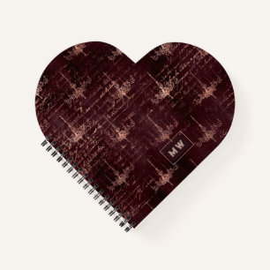 Burgund und Rose Gold Vintage Kalligraphie Notizblock