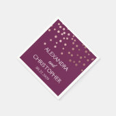 Burgund und Rose Goldene Foil Confetti Wedding Serviette (Ecke)