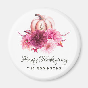 Burgund und roséfarbenes florales Erntedankfest Magnet