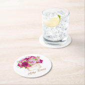 Burgund und Rosen Runder Pappuntersetzer (Vor Ort)