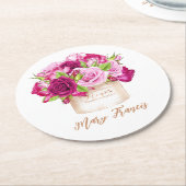 Burgund und Rosen Runder Pappuntersetzer (Angewinkelt)