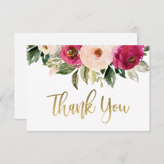 Burgund und rot Dankeschön Karte, floral Mitteilungskarte (Vorne/Hinten)