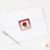 Burgund und Rote Rose Gold Border Square Stickers (Umschlag)