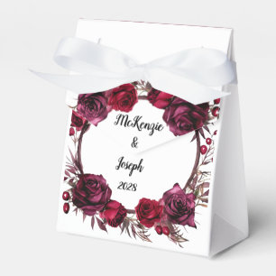 Burgund und Rote Rosen Branch Wreath Wedding Geschenkschachtel