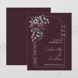 Burgund und Salbei Bogen Save the Date | Einladung