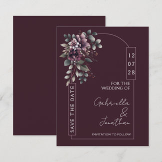 Burgund und Salbei Bogen Save the Date | Einladung