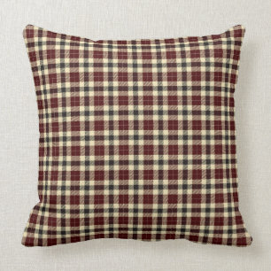 Burgund und Schwarz Tartan Karo Quadratisches Kiss Kissen