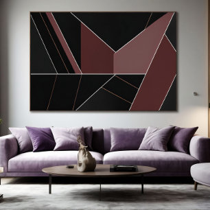 Burgund und schwarze abstrakte Geometrie Poster