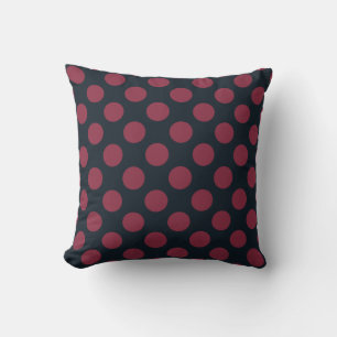 Burgund und schwarze Polka Punkte Kissen