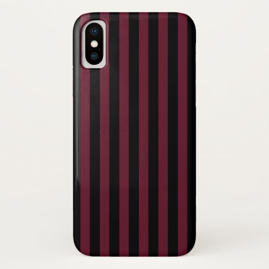 Burgund und schwarze Streifen Case-Mate iPhone Hülle (Rückseite)