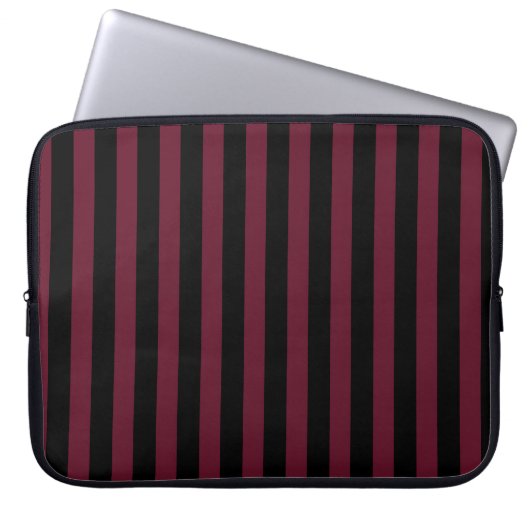 Burgund und schwarze Streifen Laptopschutzhülle (Vorderseite)
