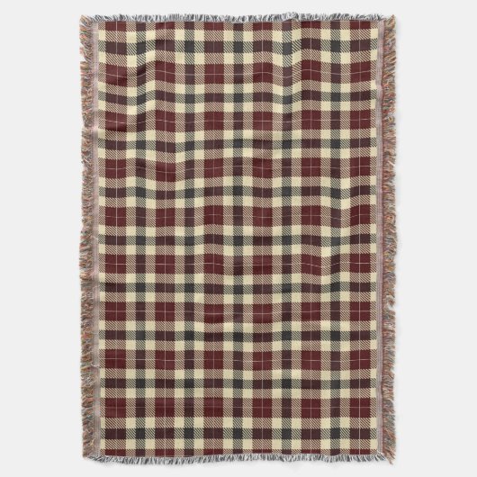 Burgund und Schwarzer Tartan Kariert Decke (Vorderseite Vertikal)