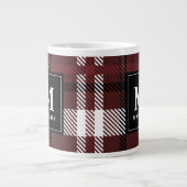 Burgund und schwarzer Tartan Karo Weihnachten Jumbo-Tasse (Vorderseite)
