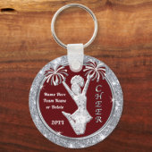 Burgund und Silber, Cheerleading Geschenkideen Schlüsselanhänger (Vorderseite)
