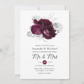 Burgund und Silberblume Einladung (Vorderseite)