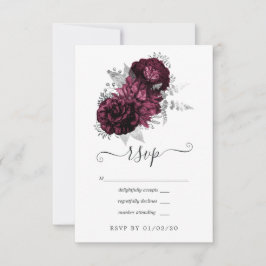 Burgund und Silberblume RSVP Karte