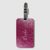 Burgund und Silberner Glitzer Gepäckanhänger (Vorderseite Vertikal)