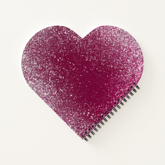 Burgund und Silberner Glitzer Herz Notizblock (Rückseite)