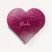 Burgund und Silberner Glitzer Herz Notizblock (Vorderseite)