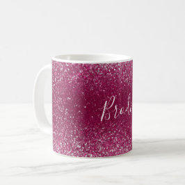 Burgund und Silberner Glitzer Kaffeetasse