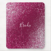 Burgund und Silberner Glitzer Mousepad (Vorne)