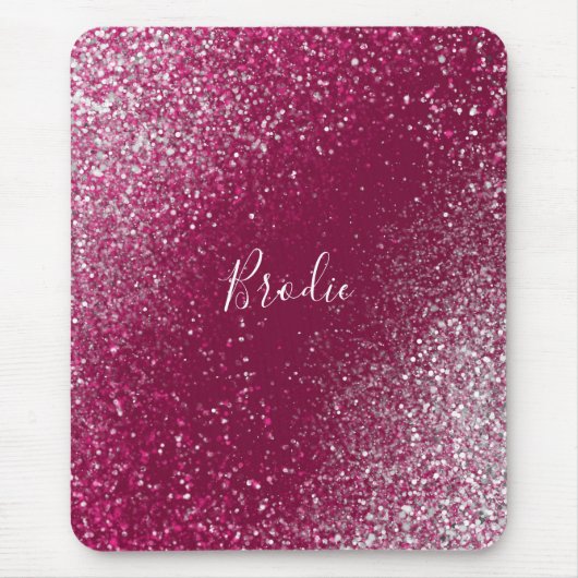 Burgund und Silberner Glitzer Mousepad (Vorne)