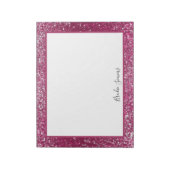 Burgund und Silberner Glitzer Notizblock (Rotiert)