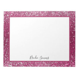 Burgund und Silberner Glitzer Notizblock