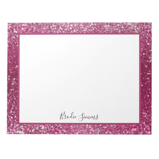 Burgund und Silberner Glitzer Notizblock (Vorderseite)