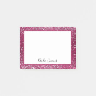 Burgund und Silberner Glitzer Post-it Klebezettel