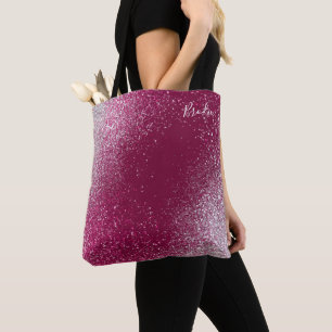 Burgund und Silberner Glitzer Tasche