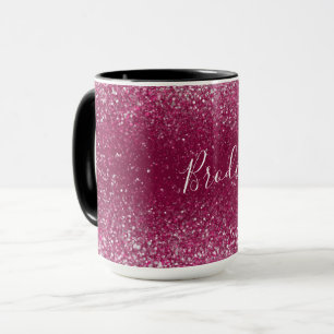 Burgund und Silberner Glitzer Tasse