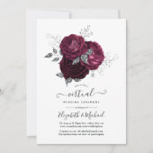 Burgund und Silver Floral Online Virtual Wedding Einladung (Vorderseite)